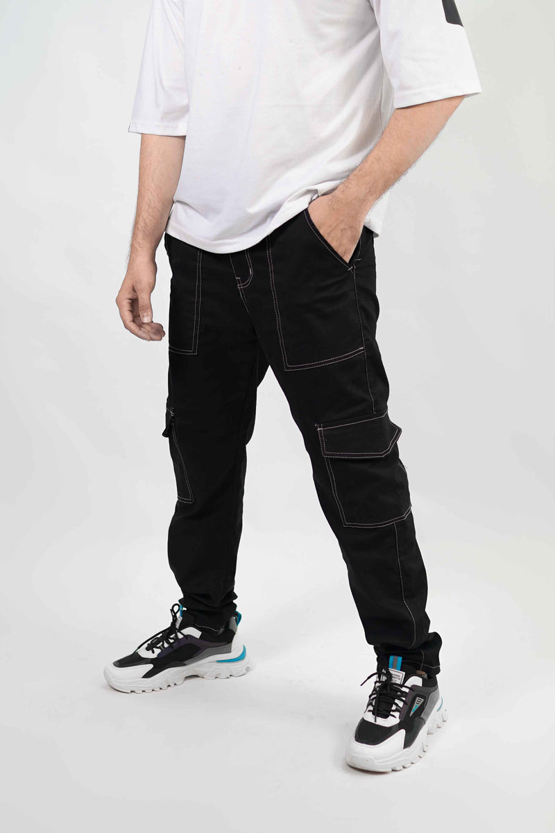 Contrast Black Baggy Fit Pant – Outfit By DK