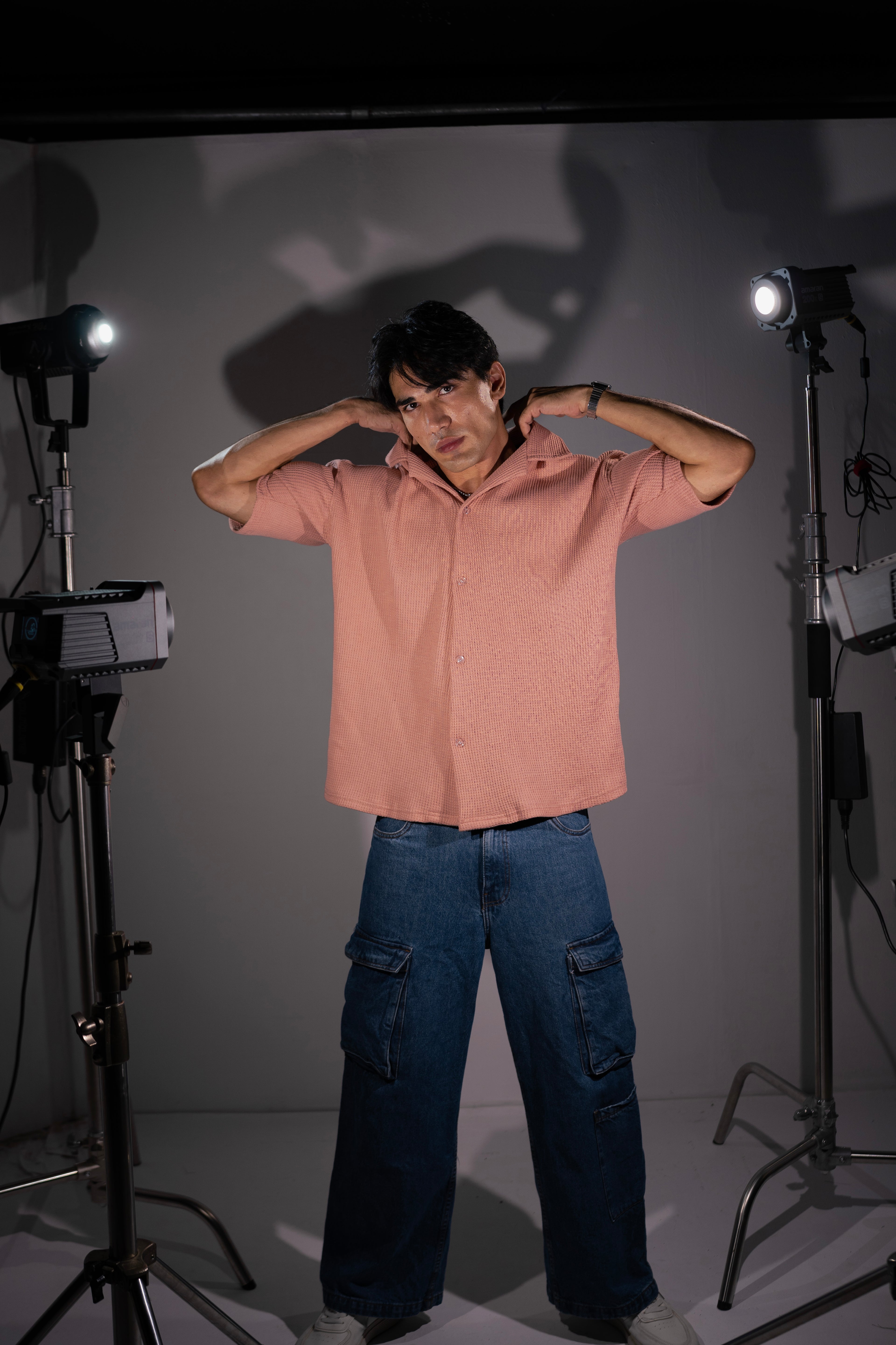 – PACK OF BLACK & PEACH KOREAN SHIRT –