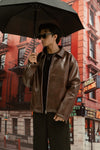 ELEGANCE SHIRT COLLAR KOREAN-FIT LEATHER JACKET