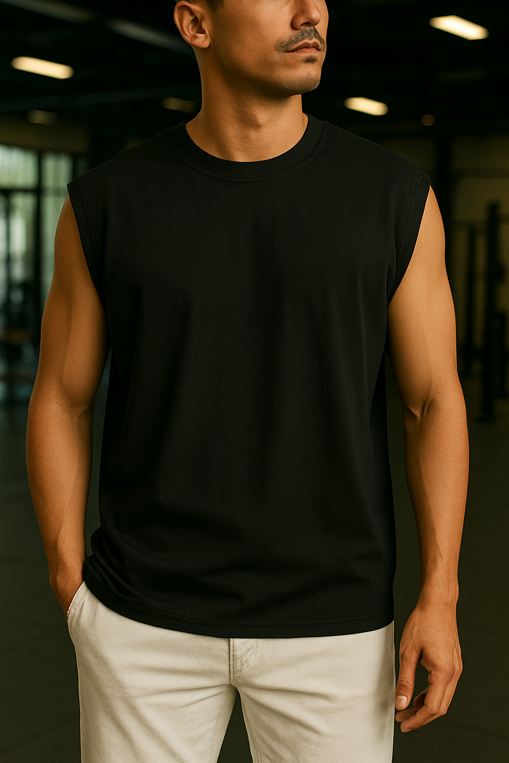 OVERSIZED SLEEVELESS T-SHIRT