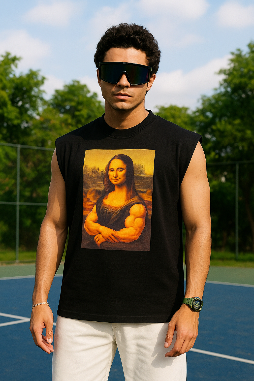 OVERSIZED MONA LISA SLEEVELESS T-SHIRT