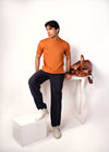 DUSTY ORANGE KNITTED T-SHIRT