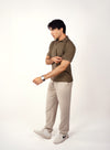 OLIVE KNITTED POLO T-SHIRT