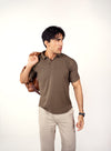 OLIVE KNITTED POLO T-SHIRT