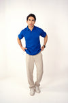 ROYAL BLUE KNITTED POLO T-SHIRT