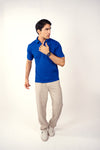 ROYAL BLUE KNITTED POLO T-SHIRT