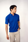 ROYAL BLUE KNITTED POLO T-SHIRT