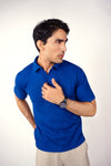 ROYAL BLUE KNITTED POLO T-SHIRT