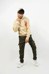 – CREAM HOODIE WITH BAD CROCODILE–