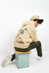 – CREAM HOODIE WITH BAD CROCODILE–