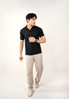 BLACK KNITTED POLO T-SHIRT