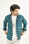 - SHEPHERD CHECK TEAL BLUE SHIRT -