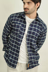 - QUADREY NAVY BLUE CHECKS SHIRT -